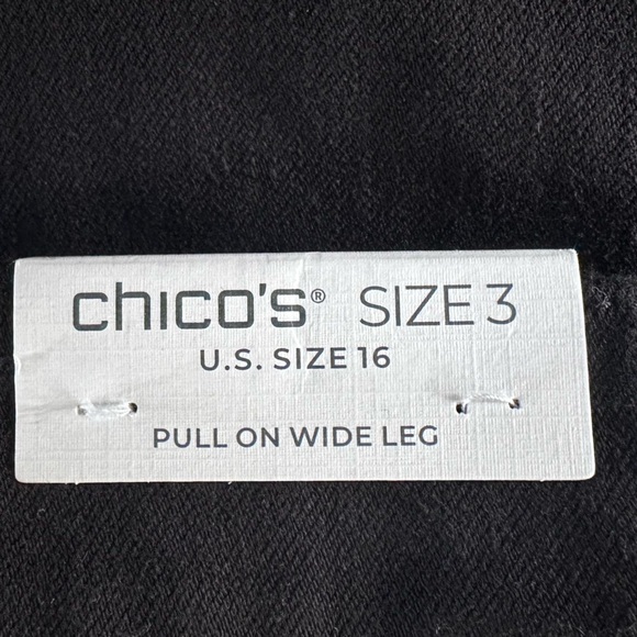 CHICOS NWT Pull On Wide Leg Crop Capri Women’s Size 3 (16) Black Jeans NWT - Picture 5 of 6